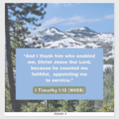 信仰のメッセージ – 聖書 – 1テモテ1-12 – ビニール シール (シート)