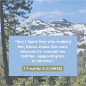 信仰のメッセージ – 聖書 – 1テモテ1-12 – ビニール シール (正面)