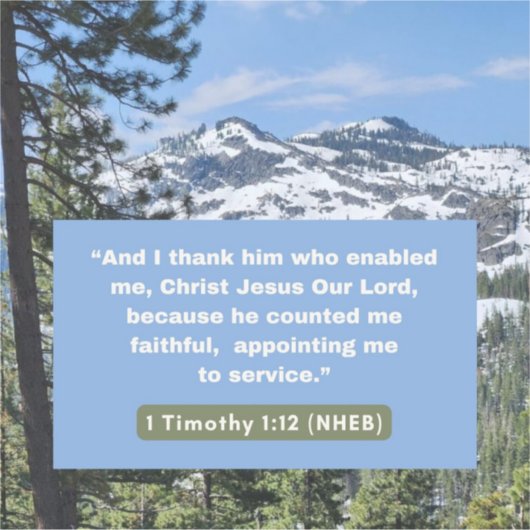 信仰のメッセージ – 聖書 – 1テモテ1-12 – ビニール シール (正面)