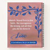 信仰のメッセージ – 1コリント人16-13-14 - 8.5 x 11 ノートブック (裏面)