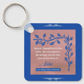 信仰のメッセージ – 1コリント16:13-14 – 金属 キーホルダー (正面)