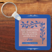 信仰のメッセージ – 1コリント16:13-14 – 金属 キーホルダー (正面)