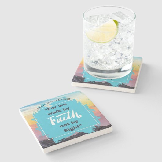 信仰のメッセージ – 2コリント5-7 - Stone Coaster ストーンコースター (横)