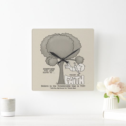 信仰の信任 スクエア壁時計 (ホーム)