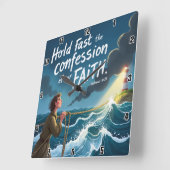 信仰の告白を固く守りなさい。ヘブル人への手紙第10章23節 スクエア壁時計 (傾斜)