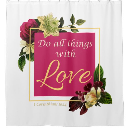 信仰の女性フローラ:ラブギフトで全てをこなす シャワーカーテン (正面)