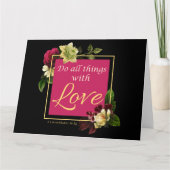 信仰の女性フローラ：愛の贈り物ですべての事をする サンキューカード (正面)