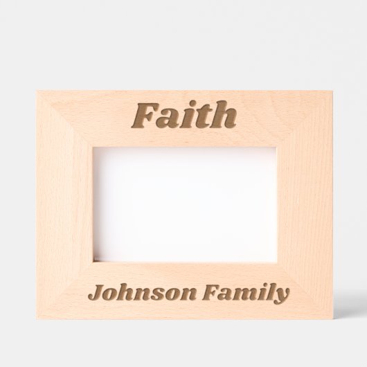 信仰の姓シンプルの可愛いモダン家族のスクリプト レーザー彫刻フレーム (正面)