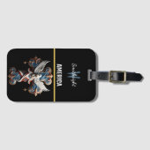 信仰の威厳：鷲が十字架の上に舞う ラゲッジタグ (正面横)