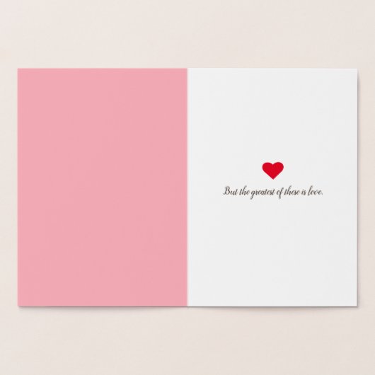 信仰の希望と愛のハートのカスタマイズ 箔カード (内部)