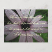 信仰の希望と愛の聖書の詩のはがき ポストカード (正面)