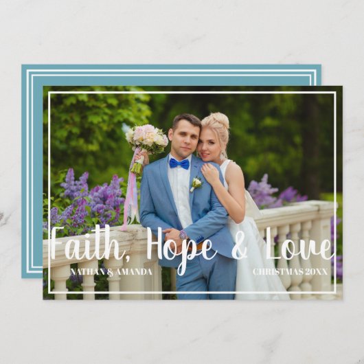 信仰の希望と愛クリスチャンのクリスマス写真 シーズンカード (正面/裏面)