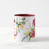 信仰の希望の愛と水色の花マグカップ マグカップ (中央)