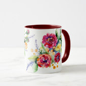 信仰の希望の愛と水色の花マグカップ マグカップ (正面右)