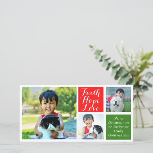 信仰の希望の愛の色ブロックのクリスマス3枚 シーズンカード (スタンド正面)