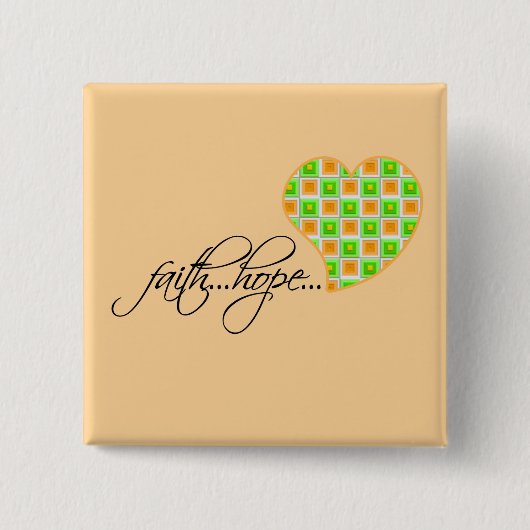 信仰の希望の愛ハート1コリント13:13 缶バッジ (正面)