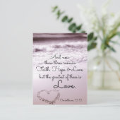 信仰の希望の愛、1コリント13:13、海ビーチ ポストカード (スタンド正面)