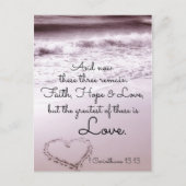 信仰の希望の愛、1コリント13:13、海ビーチ ポストカード (正面)