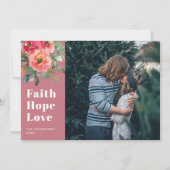 信仰の希望の甘いピンクのフローラ写真クリスマス シーズンカード (正面)