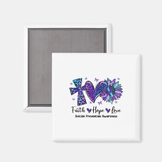 信仰の希望ひまわりヒョウ自殺が待ち受けている マグネット (正面/裏面)