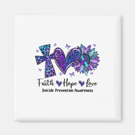 信仰の希望ひまわりヒョウ自殺が待ち受けている マグネット (正面)