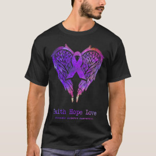 信仰の希望を愛する家庭内暴力の翼パープルAw Tシャツ