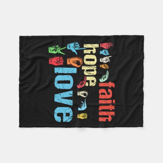 信仰の希望アメリカのサイン言語クリスチャンE フリースブランケット (正面(横))