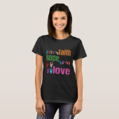 信仰の希望アメリカのサイン言語クリスチャンE Tシャツ (正面フル)