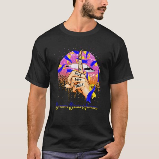 信仰の希望イエローブルーリボンダークムス病 Tシャツ (正面)
