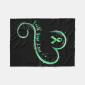 信仰の希望グリーンリボンメンタルヘルスの実現 フリースブランケット (正面(横))