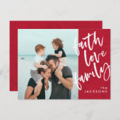 信仰の愛家族の写真モダンクリスマス シーズンポストカード (正面/裏面)