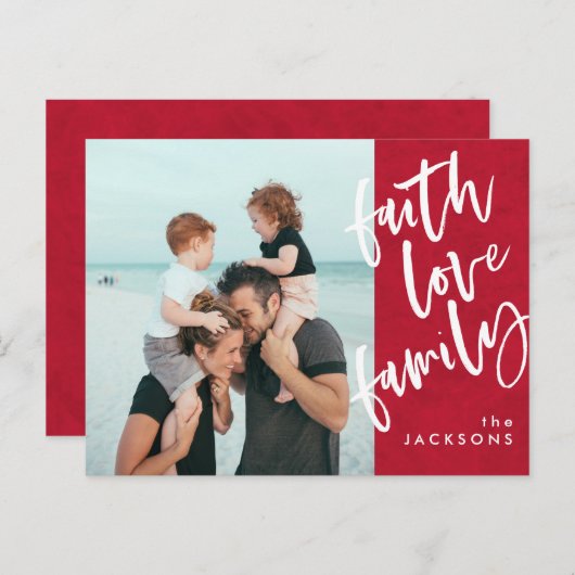信仰の愛家族の写真モダンクリスマス シーズンポストカード (正面/裏面)