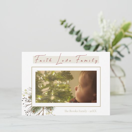信仰の愛家族の宗教的な1つの写真クリスマス シーズンカード (スタンド正面)