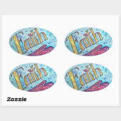 信仰の感動的ワードアートステッカーデカール 楕円形シール (シート)