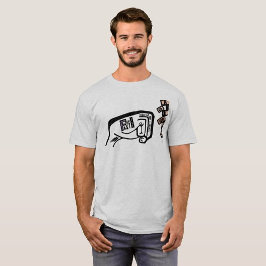 信仰の拳の黒手描き Tシャツ (正面フル)