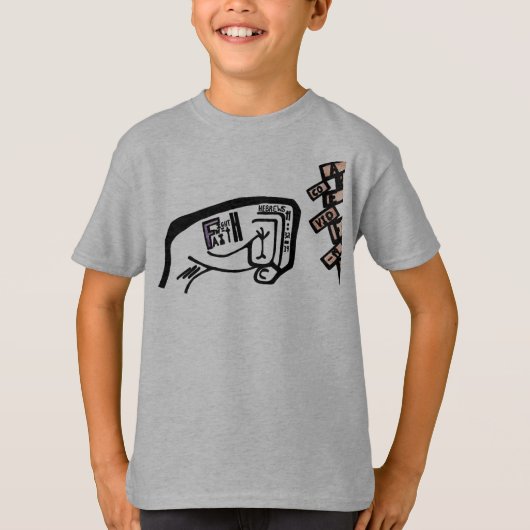 信仰の拳はっきりした白黒スケッチ Tシャツ (正面)