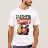 信仰の旅の洋梨と林檎 レトロなクリスチャンTシャツ Tシャツ (正面)