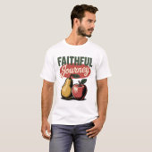 信仰の旅の洋梨と林檎 レトロなクリスチャンTシャツ Tシャツ (正面フル)