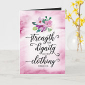 信仰の日、強さ、尊厳は彼女の服である カード (黄色い花)