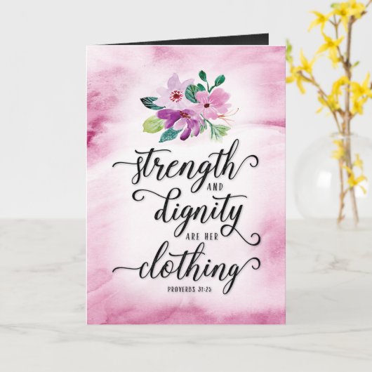 信仰の日、強さ、尊厳は彼女の服である カード (黄色い花)