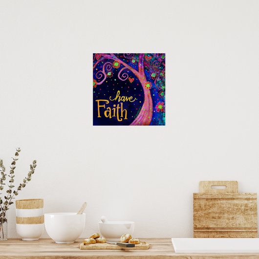 信仰の木のお洒落引用文を感じる ポスター (キッチン)