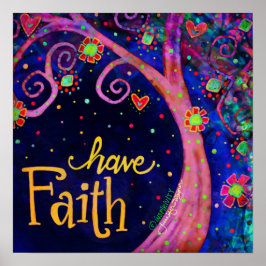 信仰の木のお洒落引用文を感じる ポスター