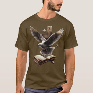 信仰の水の流れ – Dove, Bible & Cross Christian T-Shir Tシャツ