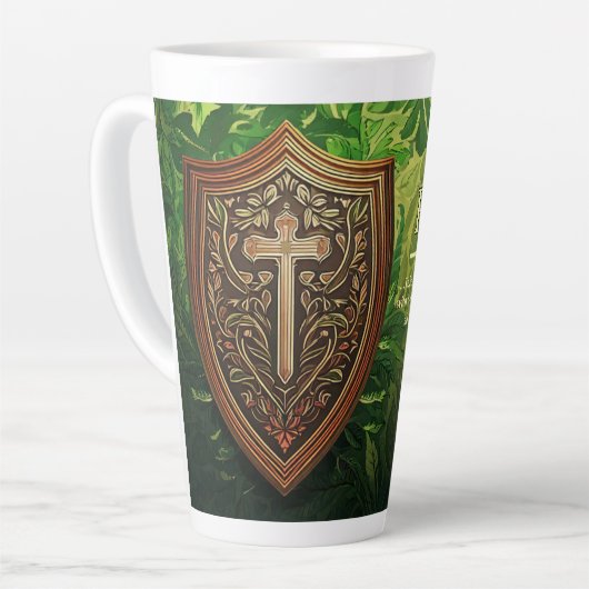 信仰の盾 カフェラテマグ (左アングル)