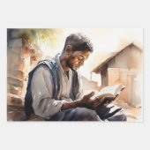 信仰の瞬間：ブラックマンプライの水色 ラッピングペーパーシート (正面3)