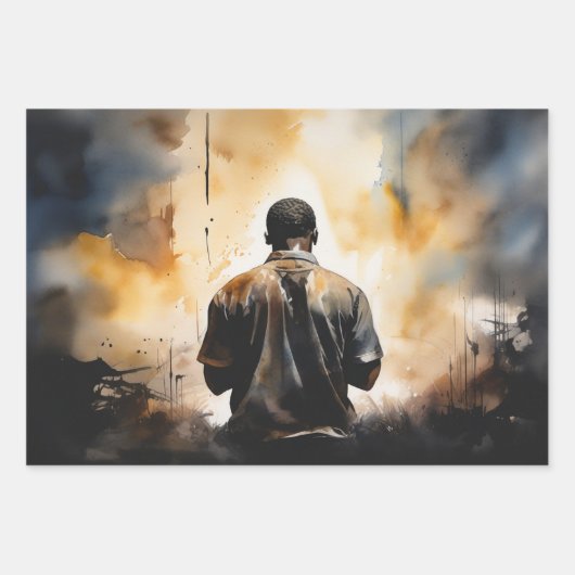 信仰の瞬間：黒人の祈りの言葉 ラッピングペーパーシート (正面)