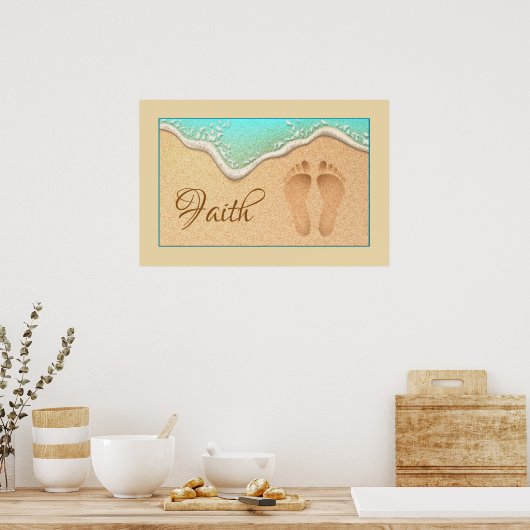 信仰の砂地の足跡のセット ポスター (キッチン)