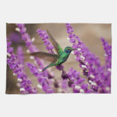 『信仰の紫きらめくの耳』ハチドリ キッチンタオル (横)