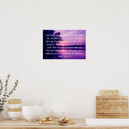 信仰の聖書日没で提供される祈りの言葉 ポスター (キッチン)