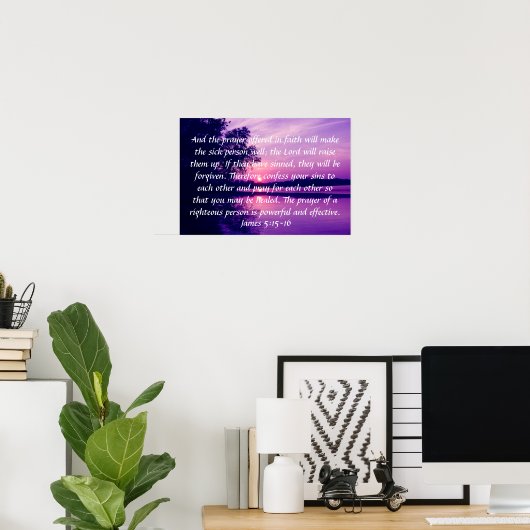 信仰の聖書日没で提供される祈りの言葉 ポスター (ホームオフィス)